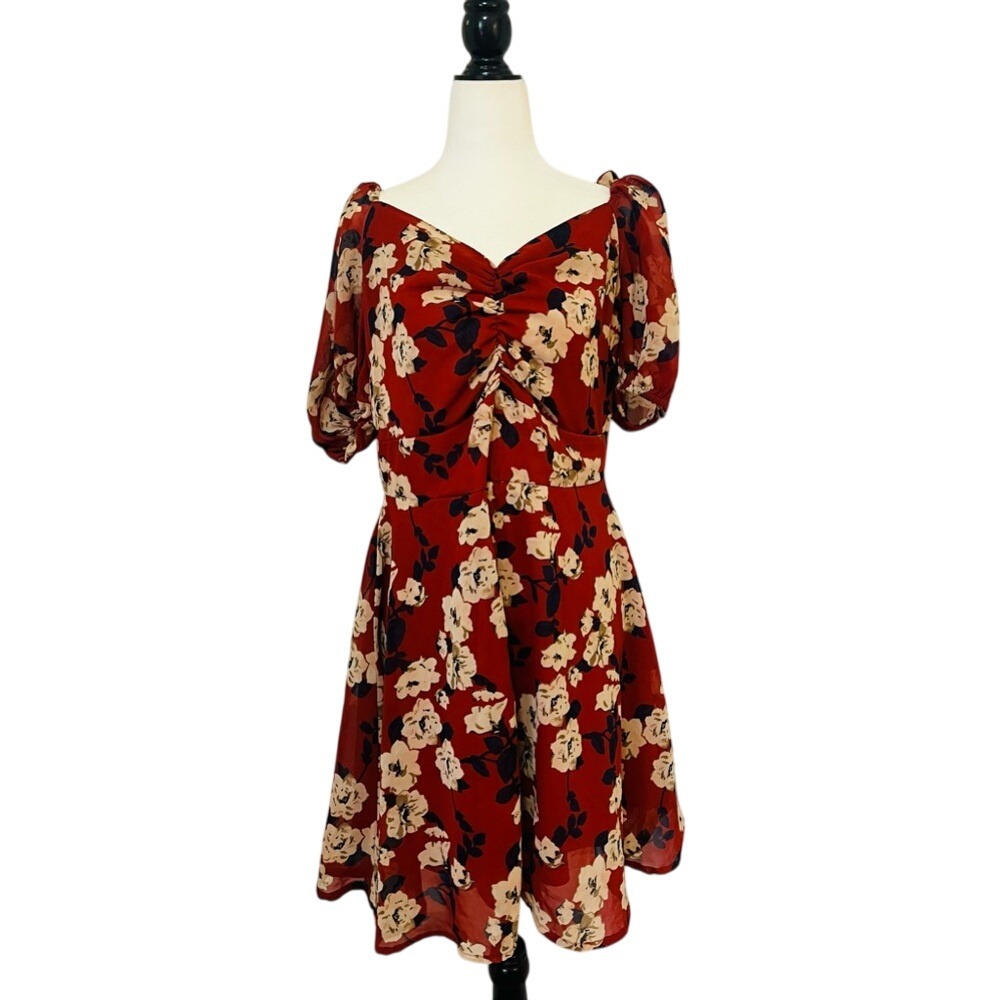 Floral Red Dress